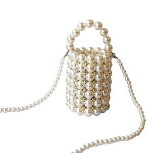 Beaded pearl bucket bag